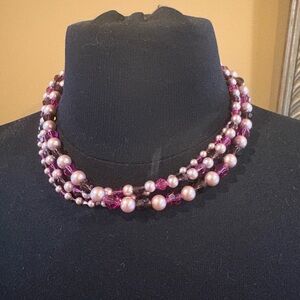Elegant Multi-Strand Pink Pearl Necklace